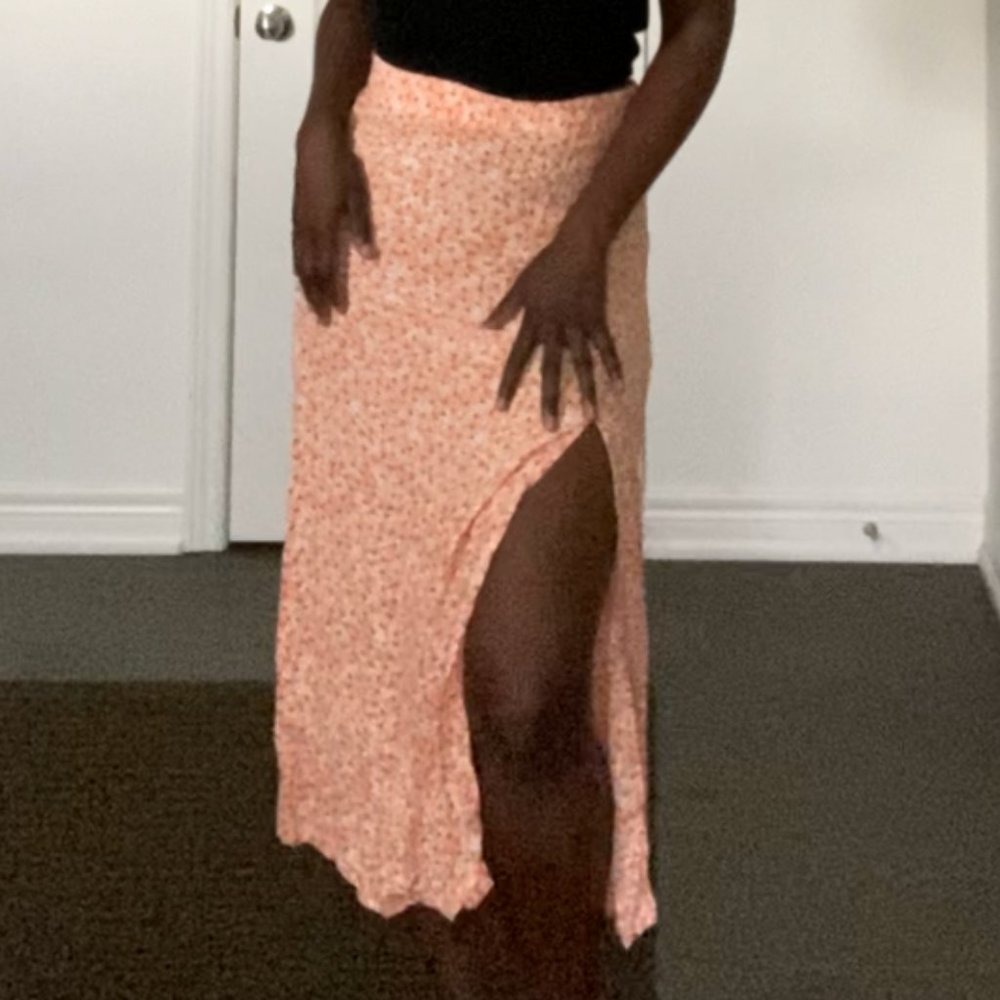 Floral Midi skirt with Thigh High Slit